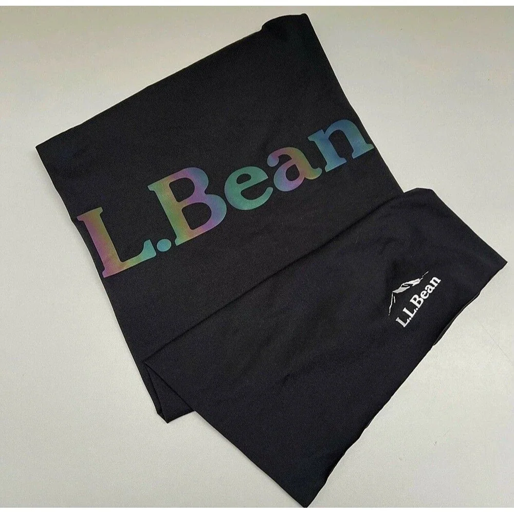 L.L.Bean Iridescent Logo Neck Gaiter Black Holographic Face Cover Scarf Tube